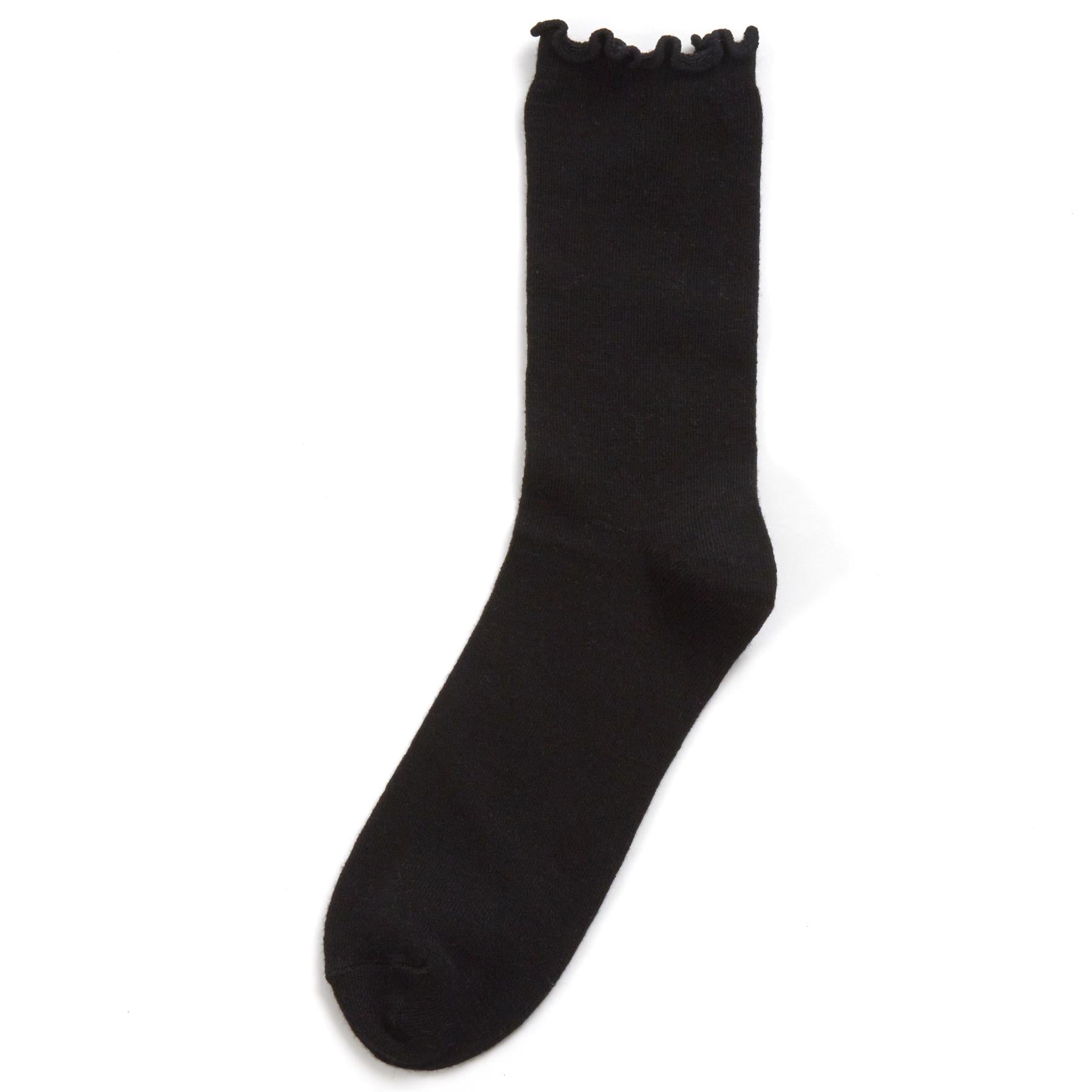 Womens 6 Pack Black Bamboo Frilly Socks