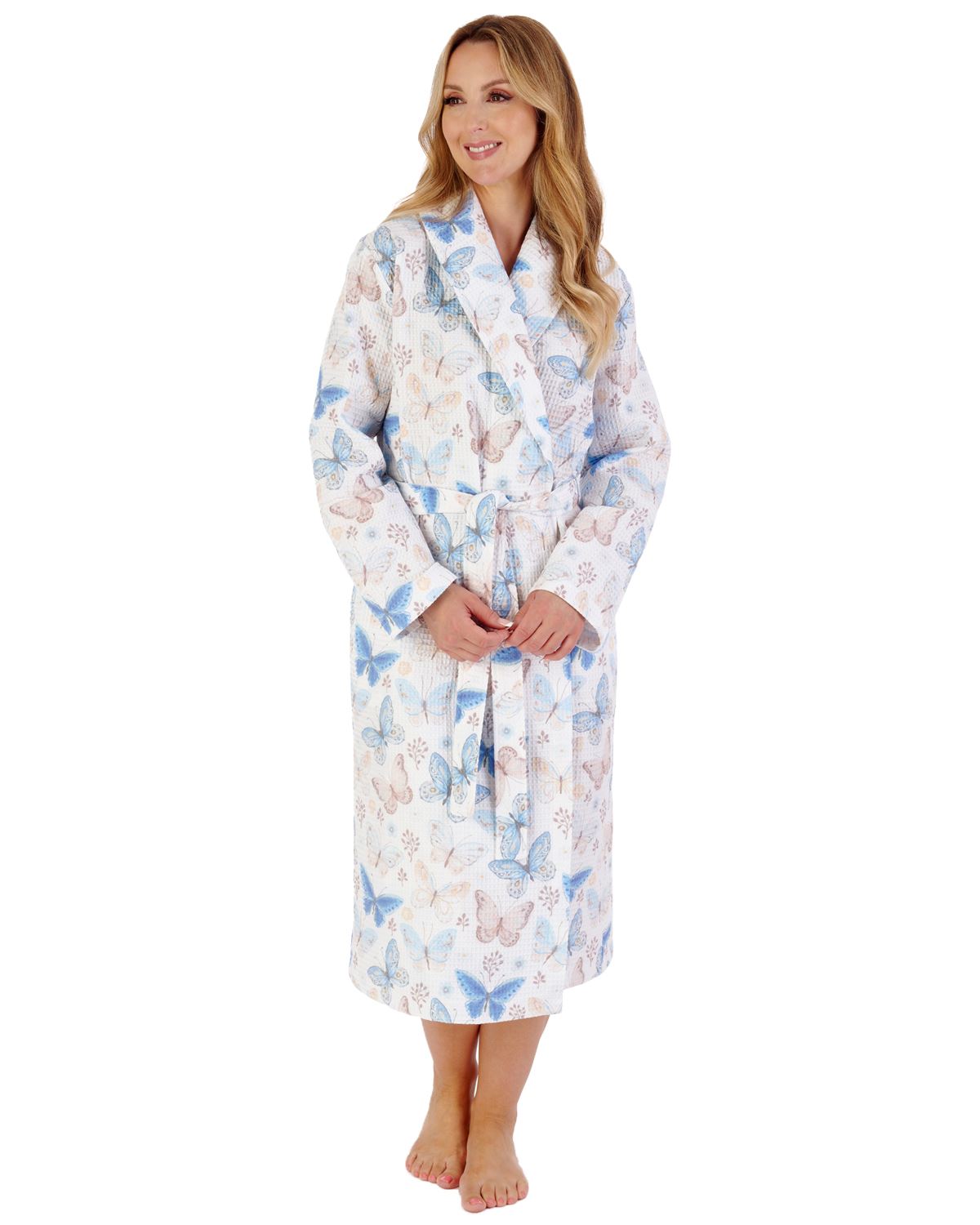 Slenderella Womens 46" Printed Waffle Wrap Dressing Gown