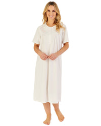 Slenderella Womens Embroidered Yoke 42" Short Sleeve Nightie