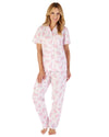 Slenderella Womens Shadow Leaf Floral Button Cotton Pyjamas