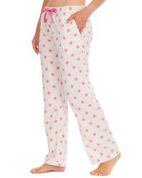 Forever Dreaming Womens Cream Spot Fleece Lounge Pants