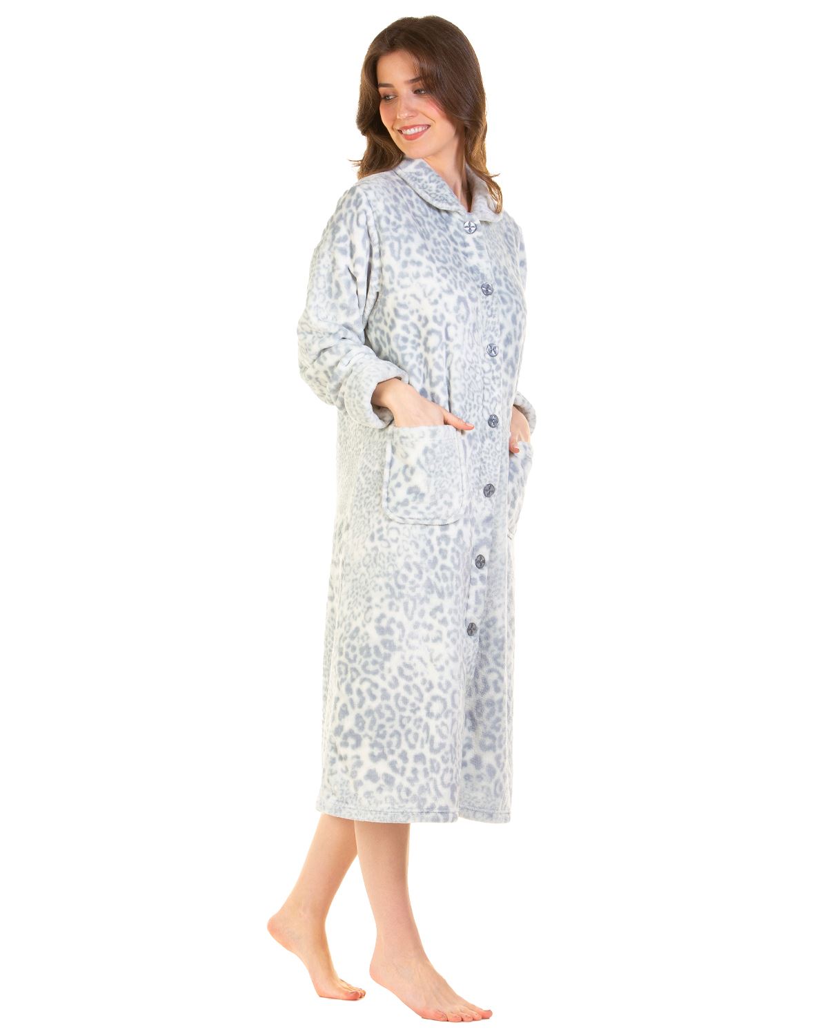 La Marquise Womens Animal Classics Button Dressing Gown