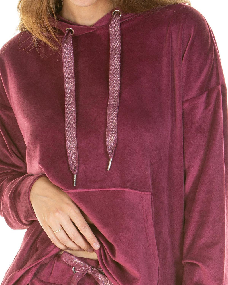 La Marquise Womens Velour Lounge Hooded Pyjamas