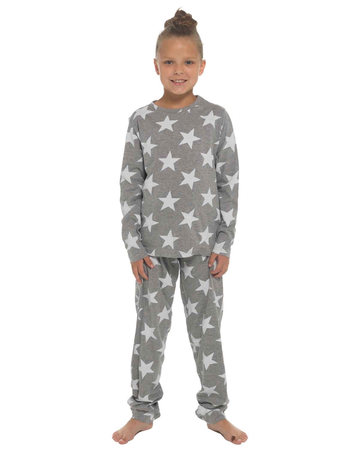 Slumber Hut Girls Jersey Grey Star Pyjamas