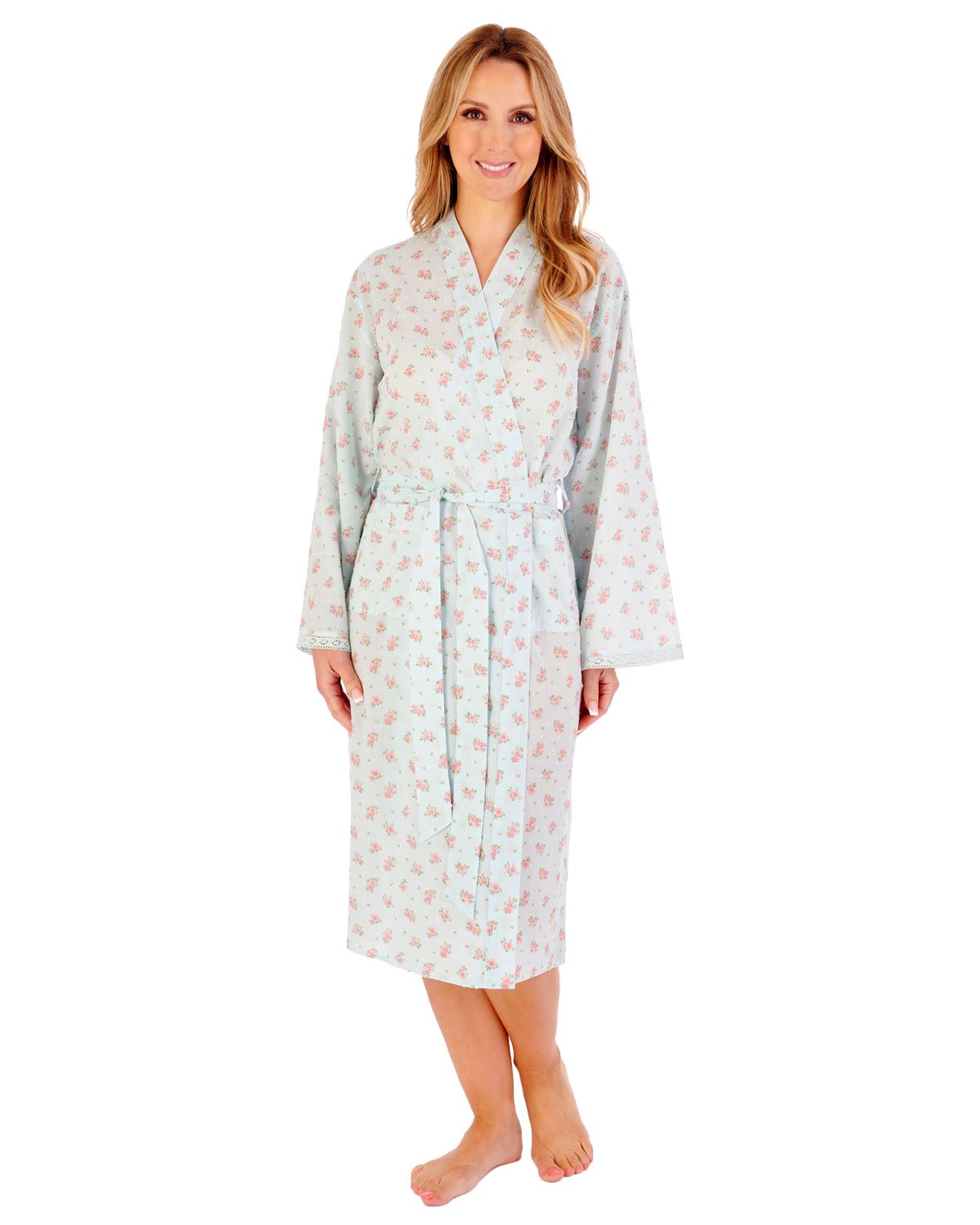 Slenderella Womens 45" Floral Dobby Spot Woven Robe