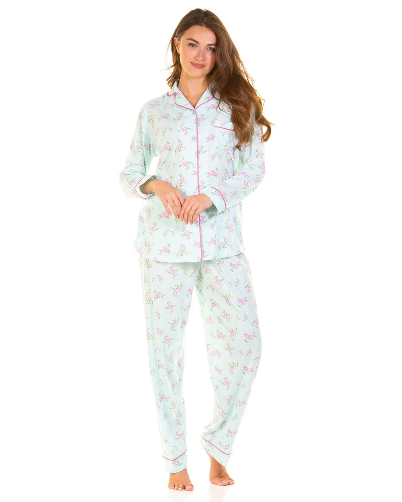 La Marquise Womens Primrose in Bloom Jersey Button Pyjamas