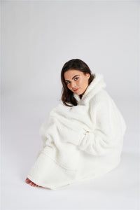 Loungeable Womens Cream Sherpa Oversized Snuggle Hoodie