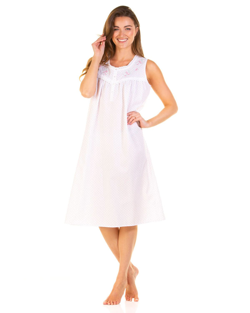 La Marquise Womens Emily Dot Sleeveless Woven Nightdress