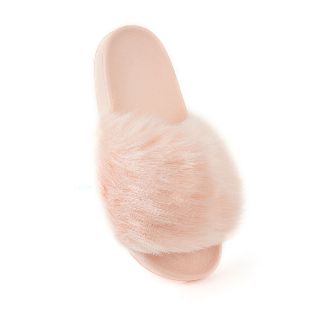 Womens Faux Fur Sliders