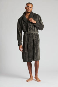 Loungeable Mens Shawl Collar Fleece Dressing Gown