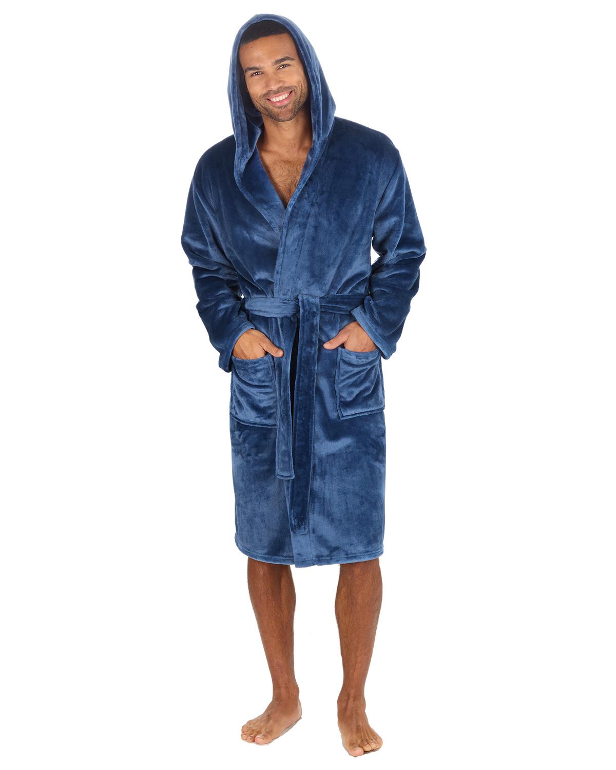 Pierre Roche Mens Polished Hooded Dressing Gown