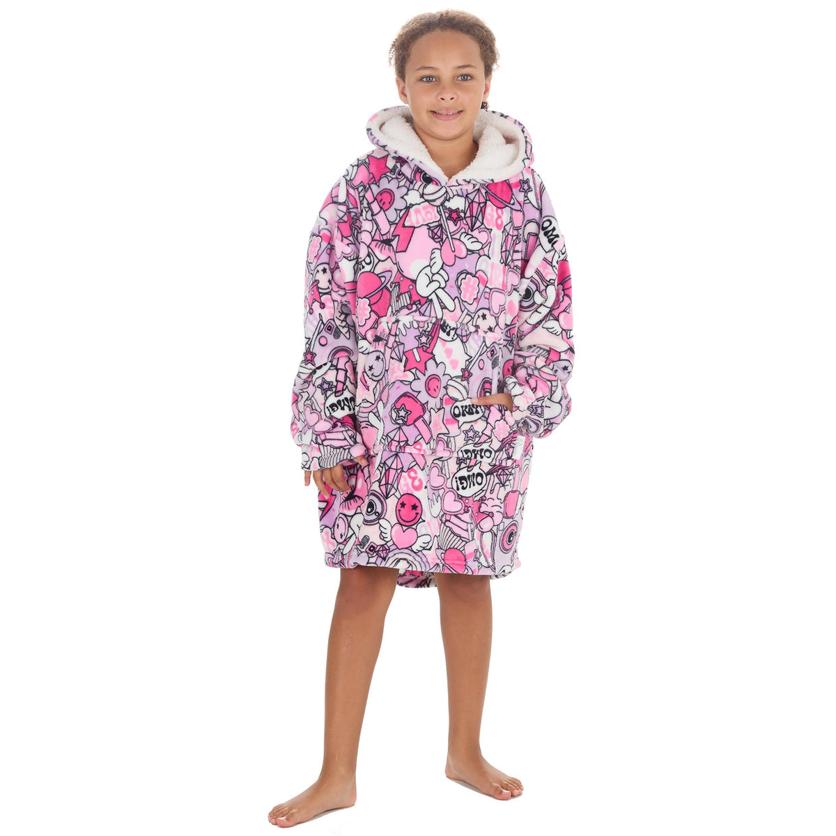 Huggable Girls Pink Sticker Snuggle Hoodie