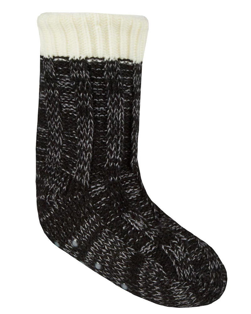 Boys Chunky Knit Sherpa Lined Slipper Socks