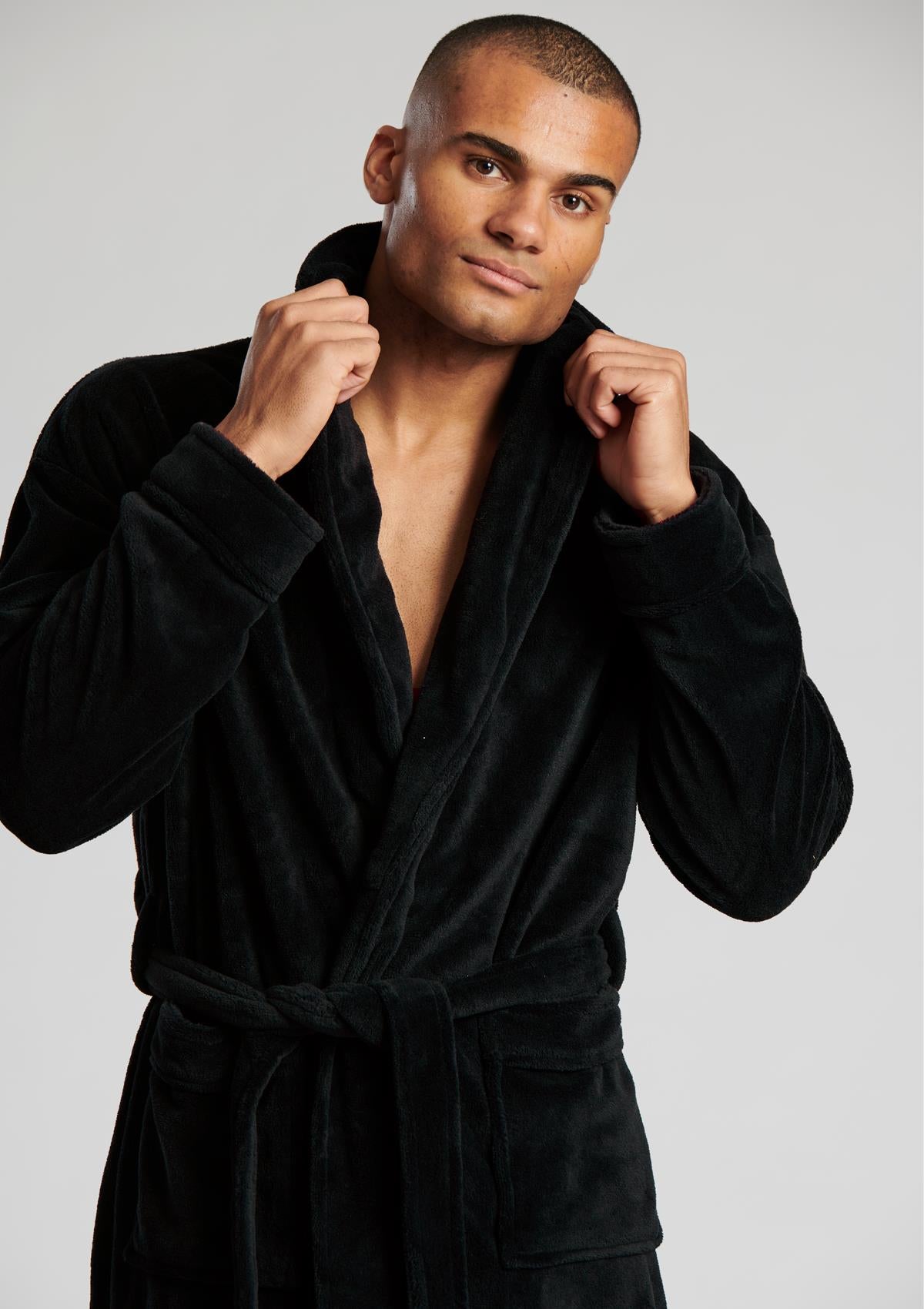 Loungeable Mens Shawl Collar Fleece Dressing Gown