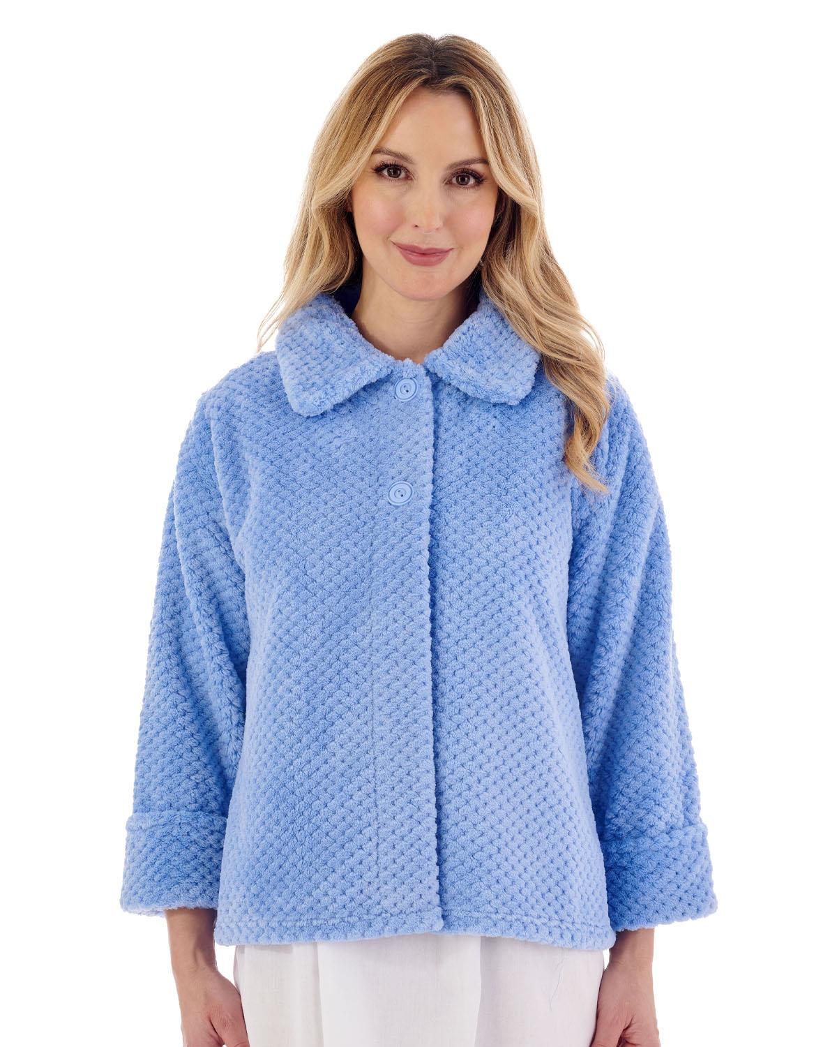 Slenderella Womens Waffle Fleece Button Bed Jacket