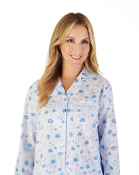 Slenderella Womens 100% Woven Cotton Long Sleeve Pyjamas