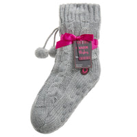 Girls Lurex Cable Knit Slipper Socks