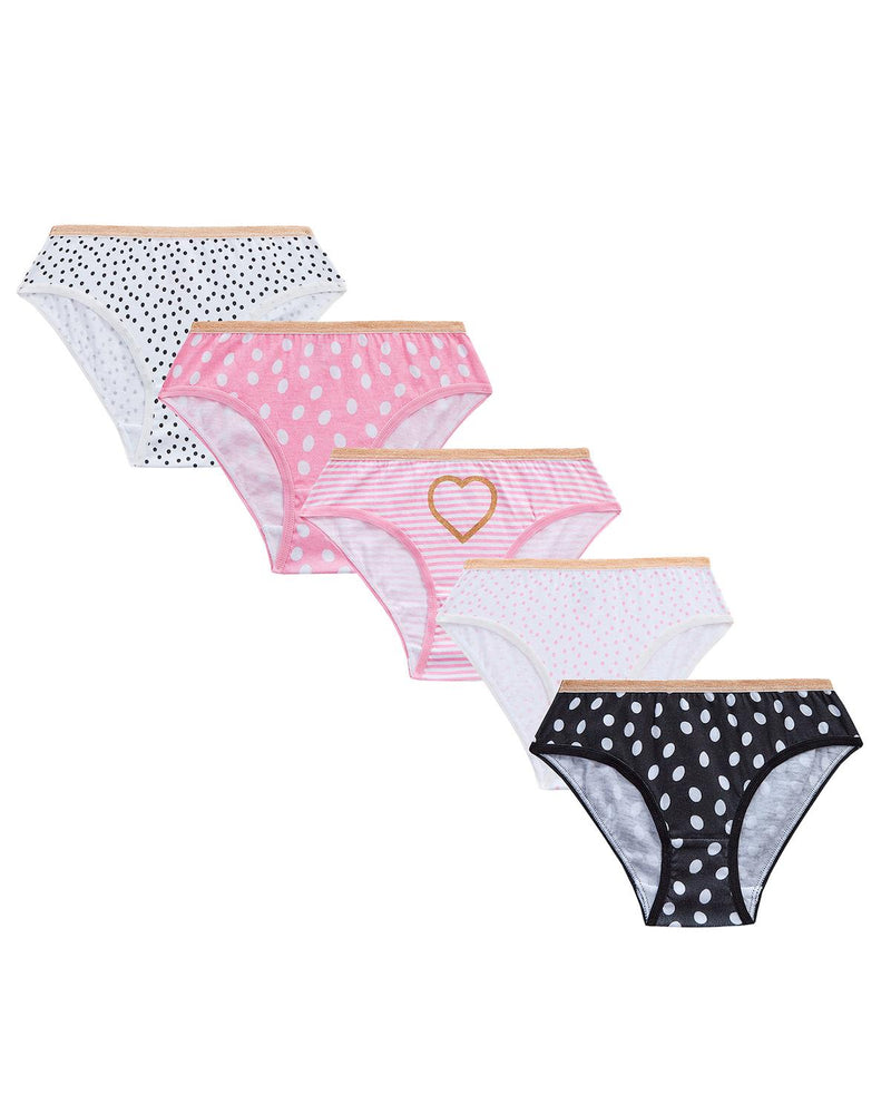 5 Pairs Girls Polka Dot Cotton Knickers