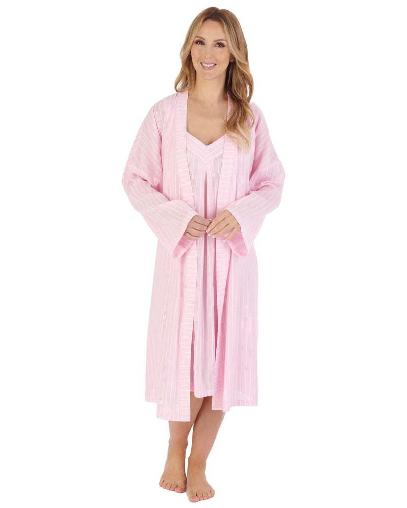 Slenderella Womens 42" Textured Stripe Robe