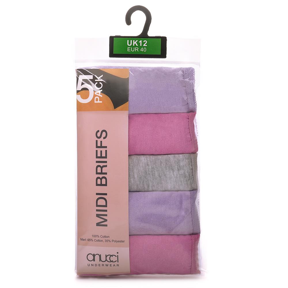 Anucci Womens 5 Pack Pink Mix Midi Briefs