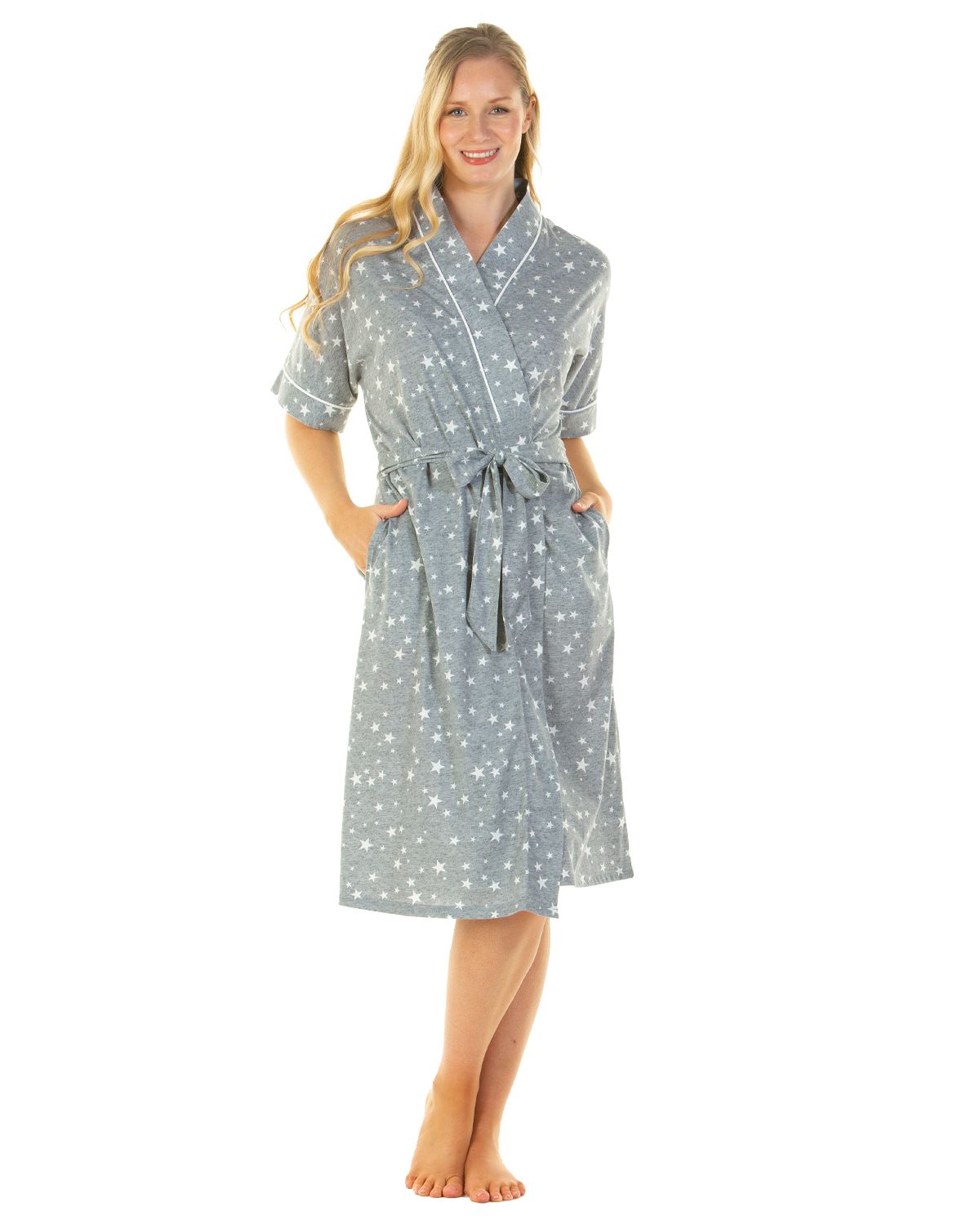 La Marquise Womens Heather Stars Robe