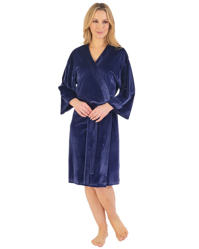 Gaspé Womens Velour Stripe Robe