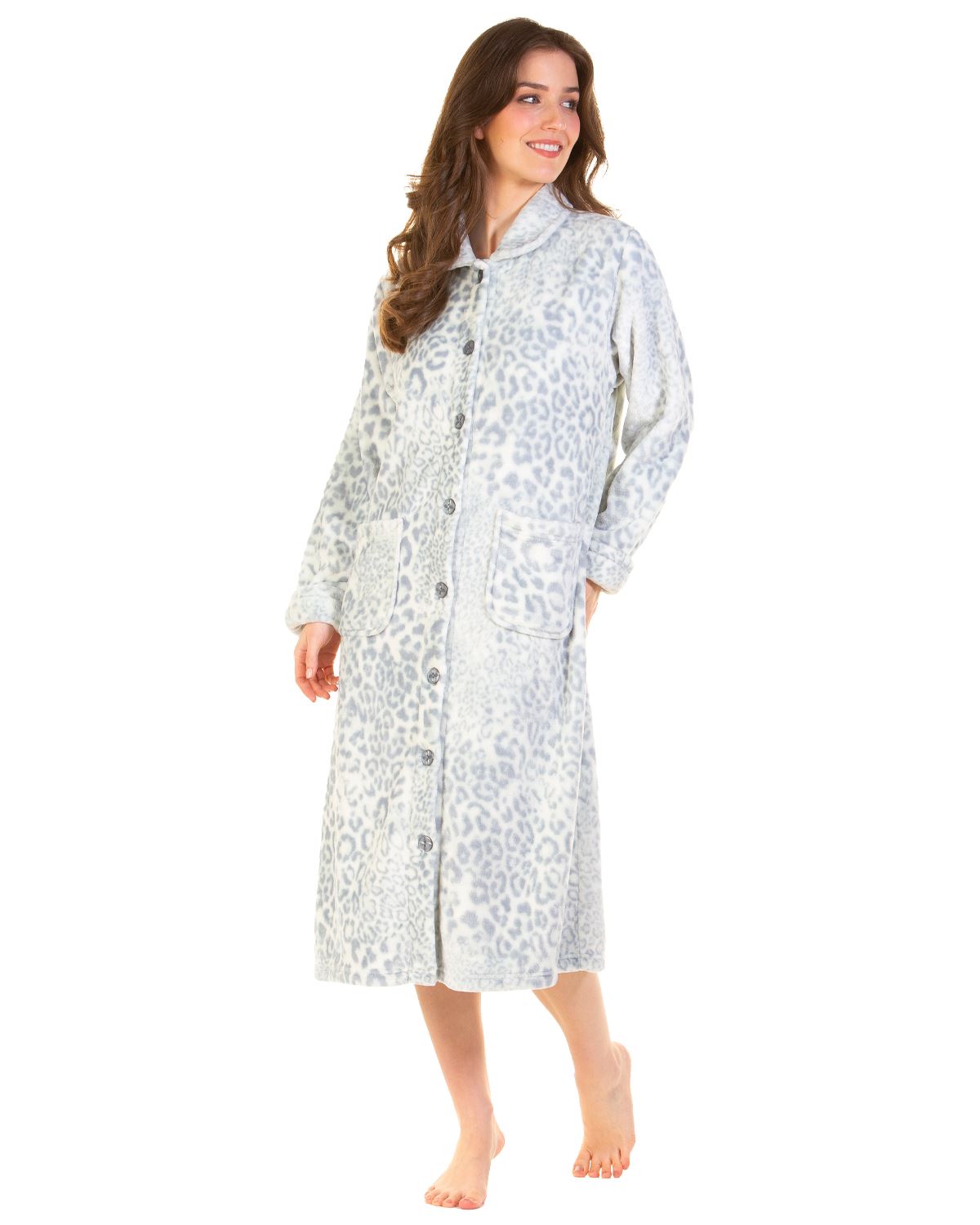 La Marquise Womens Animal Classics Button Dressing Gown