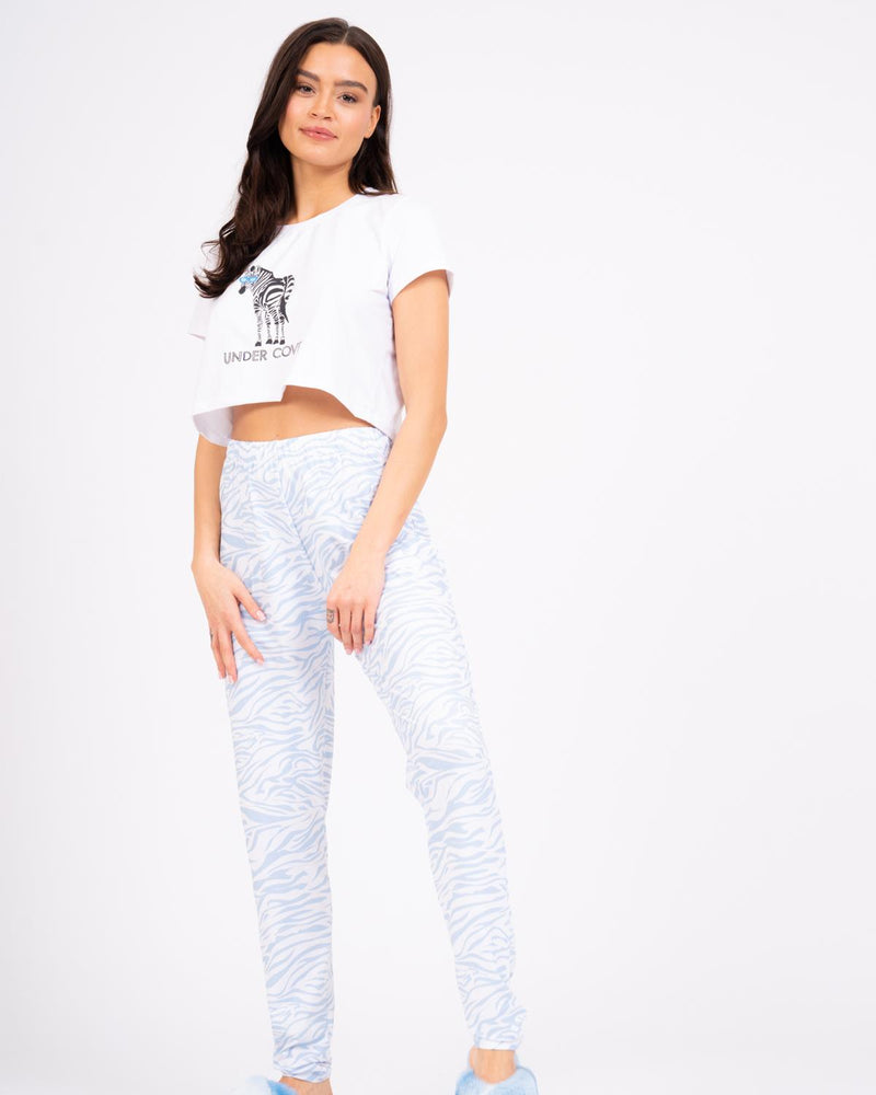 Loungeable Womens Blue Zebra Pyjamas