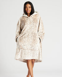 Loungeable Womens Leopard Oversized Snuggle Hoodie