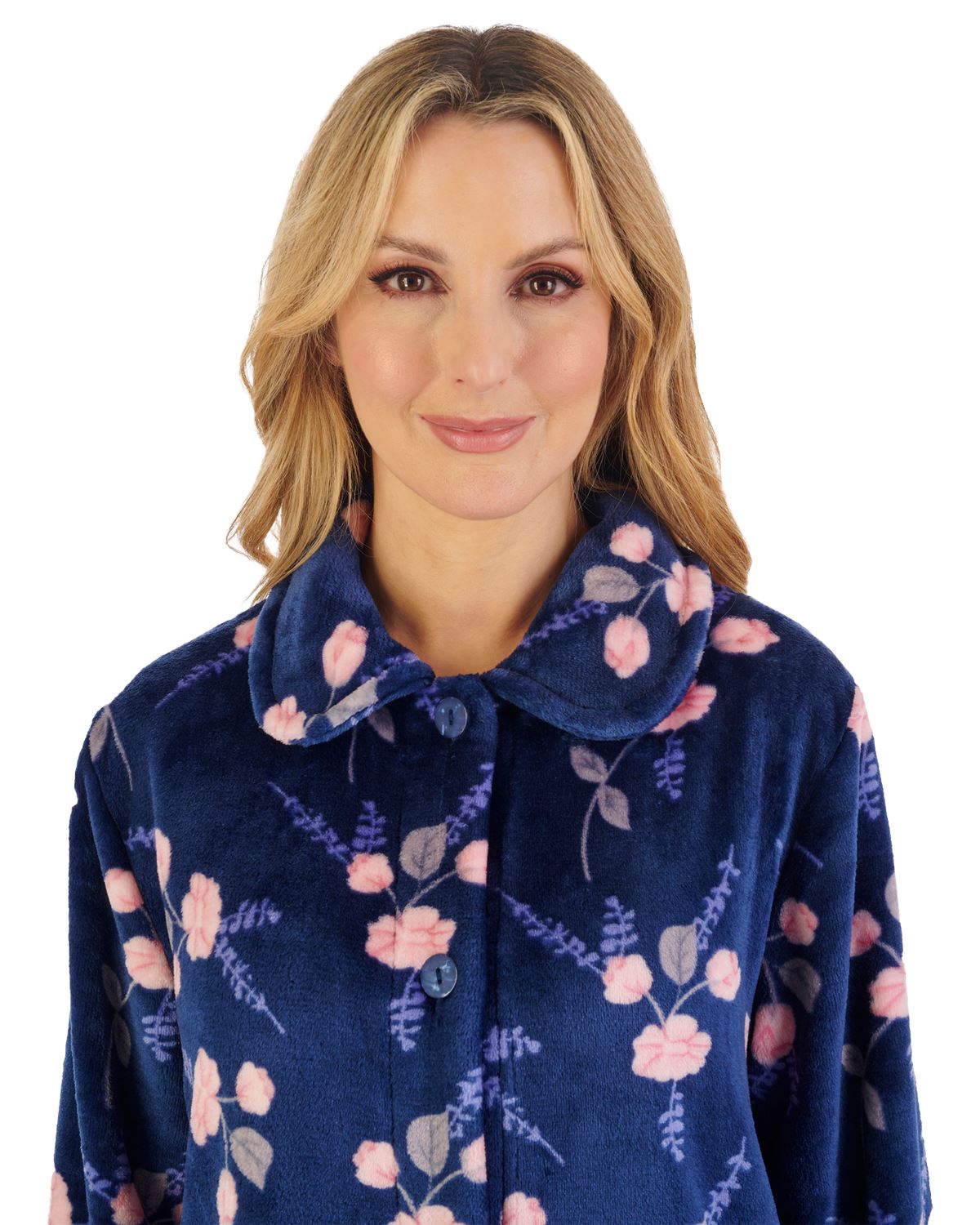 Slenderella Womens 46" Floral Button Dressing Gown