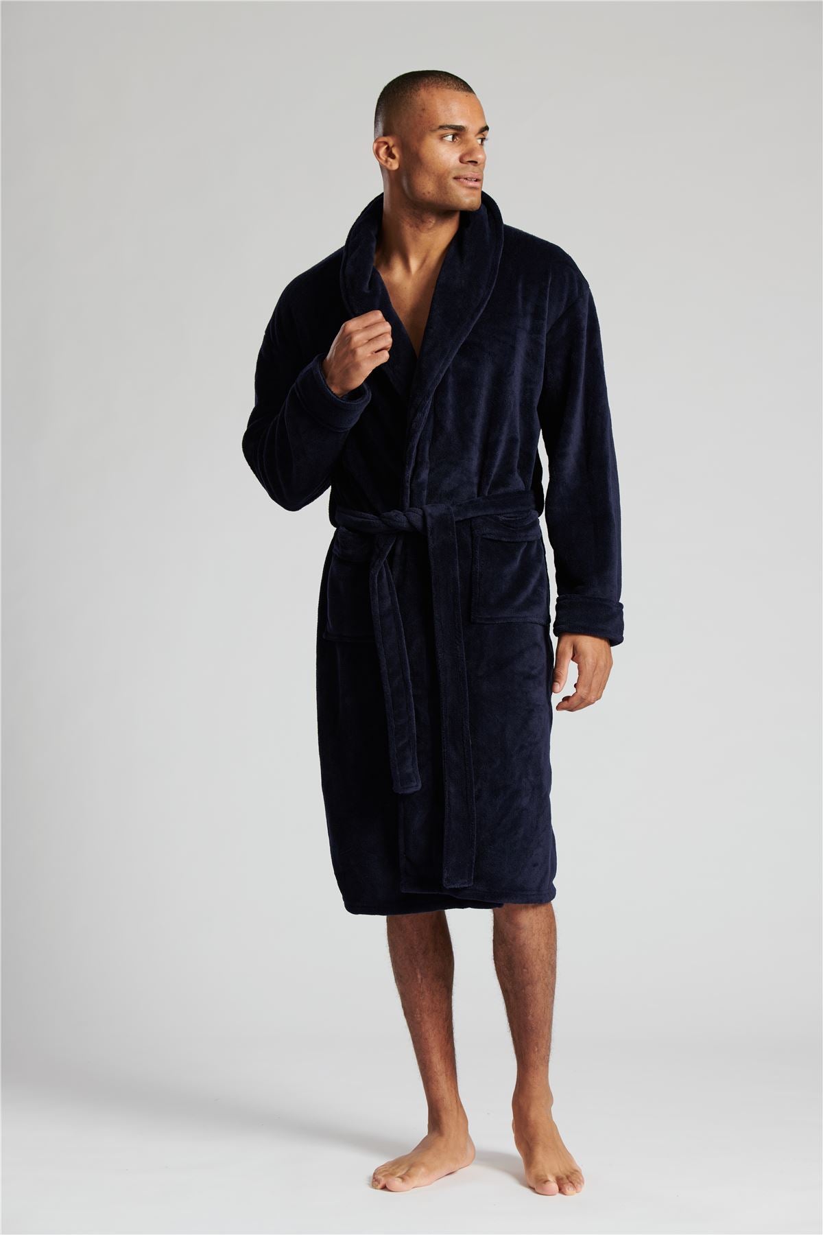 Loungeable Mens Shawl Collar Fleece Dressing Gown