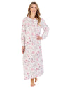 Slenderella Womens 50" Picot Trim Long Sleeve Cotton Nightie