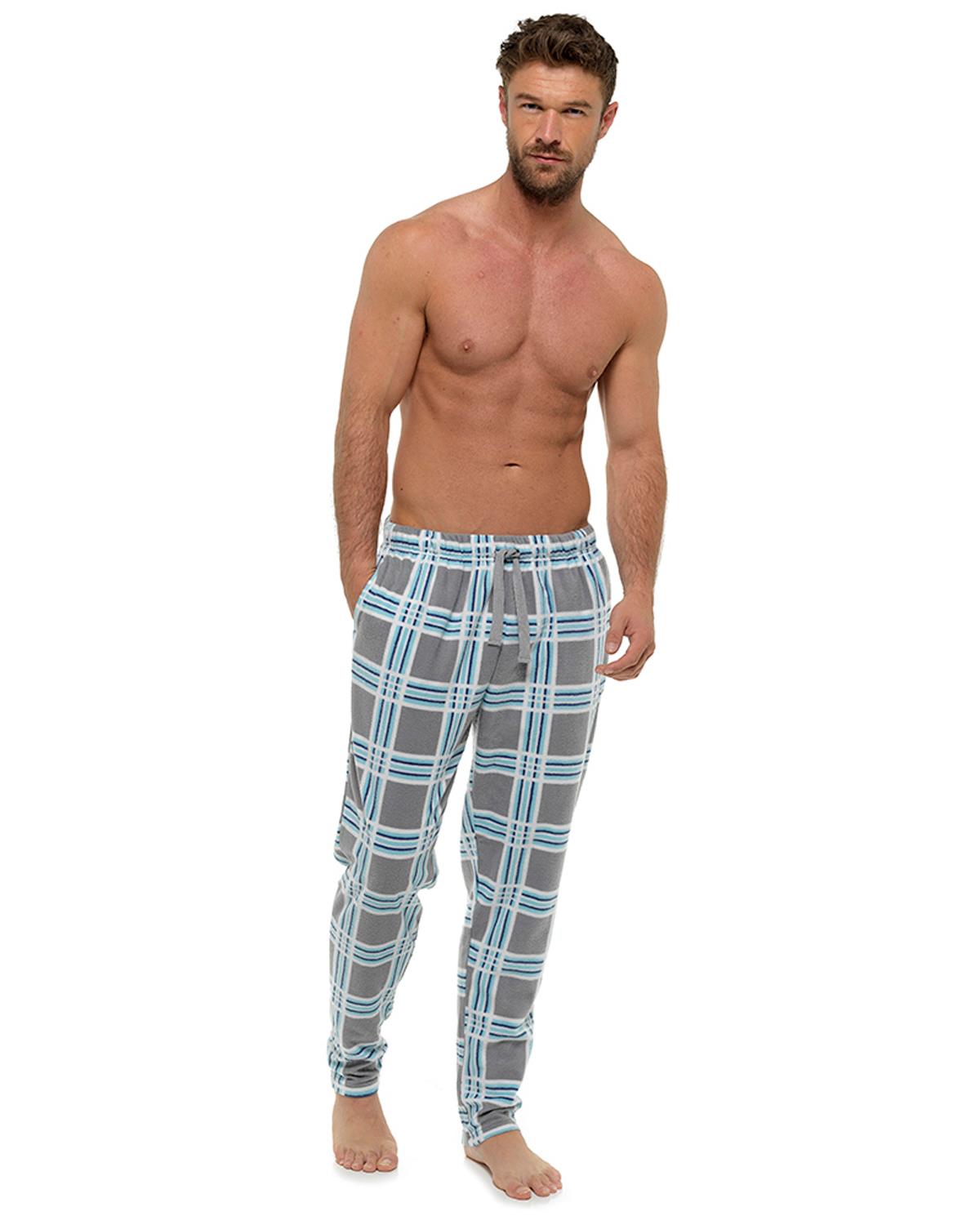 Foxbury Mens Microfleece Check Lounge Pants