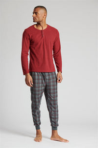 Loungeable Mens Burgundy Microfleece Pyjamas