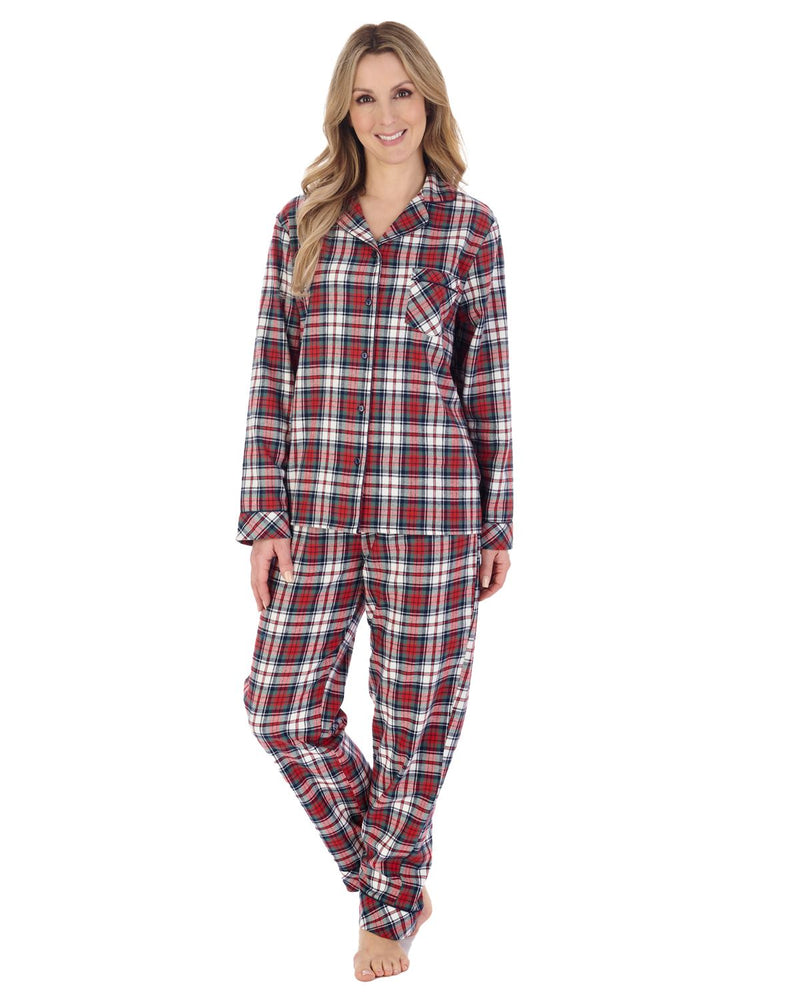 Slenderella Womens Cotton Tartan Check Tailored Pyjamas