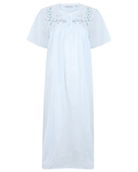 Slenderella Womens Short Sleeve Embroidered Yoke Nightdress