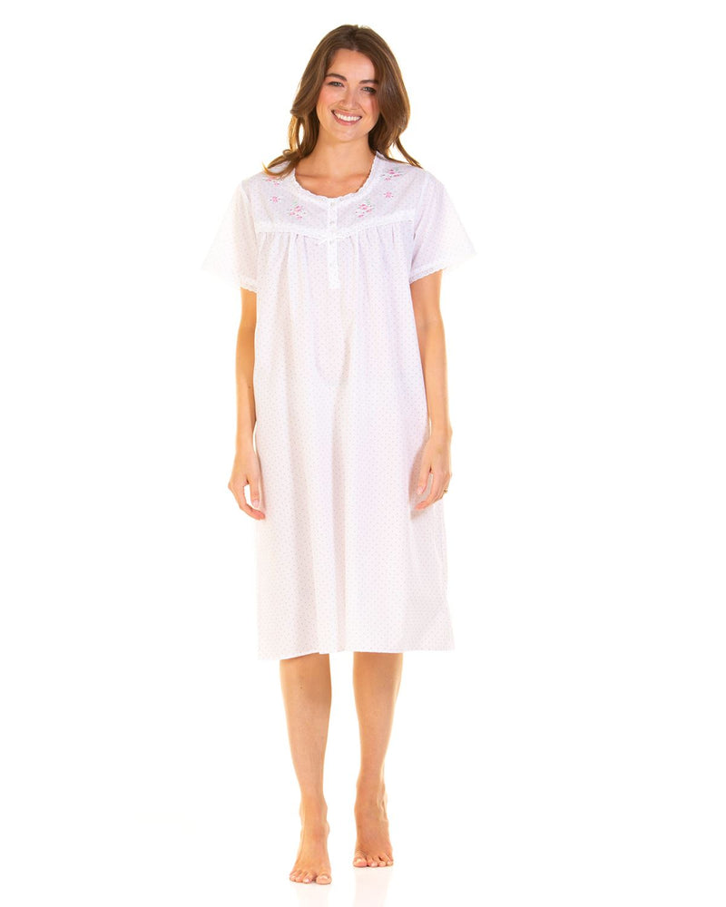 La Marquise Womens Emily Dot Short Sleeve Woven Nightdress