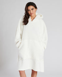 Loungeable Womens Cream Sherpa Oversized Snuggle Hoodie