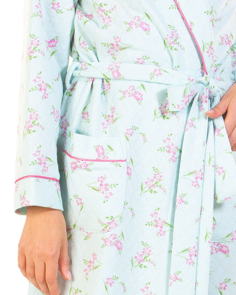 La Marquise Womens Primrose in Bloom Mock Quilt Robe