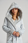 Loungeable Womens Grey Snow Leopard Dressing Gown