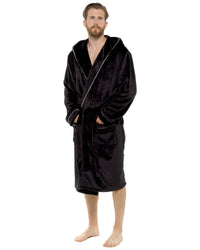 Mens Polished Fleece Contrast Piping Dressing Gown