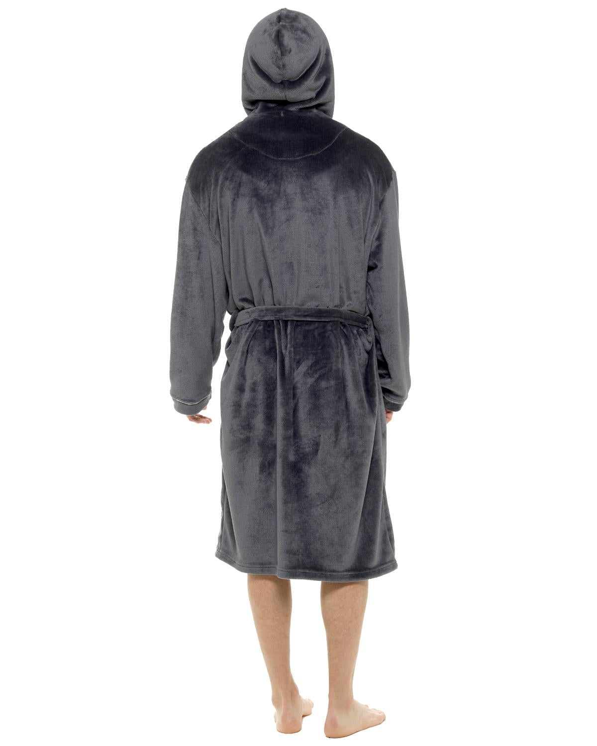 Mens Polished Fleece Contrast Piping Dressing Gown