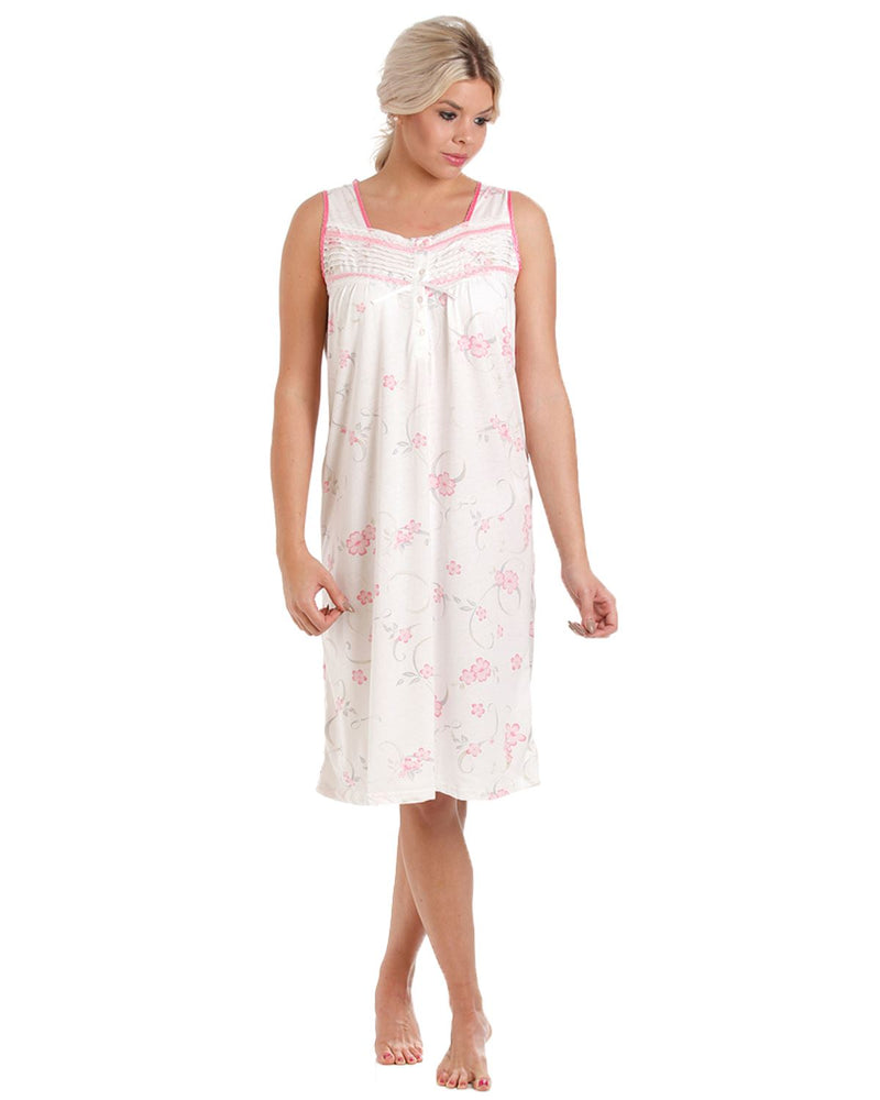 Lady Olga Womens Sleeveless Jersey Floral Nightie