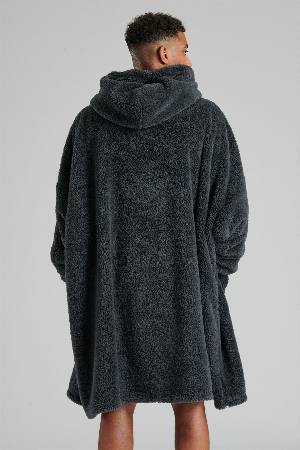 Loungeable Mens Charcoal Sherpa Snuggle Oversized Hoodie