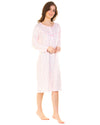 La Marquise Womens Flower Leaf Jersey Long Sleeve Nightie