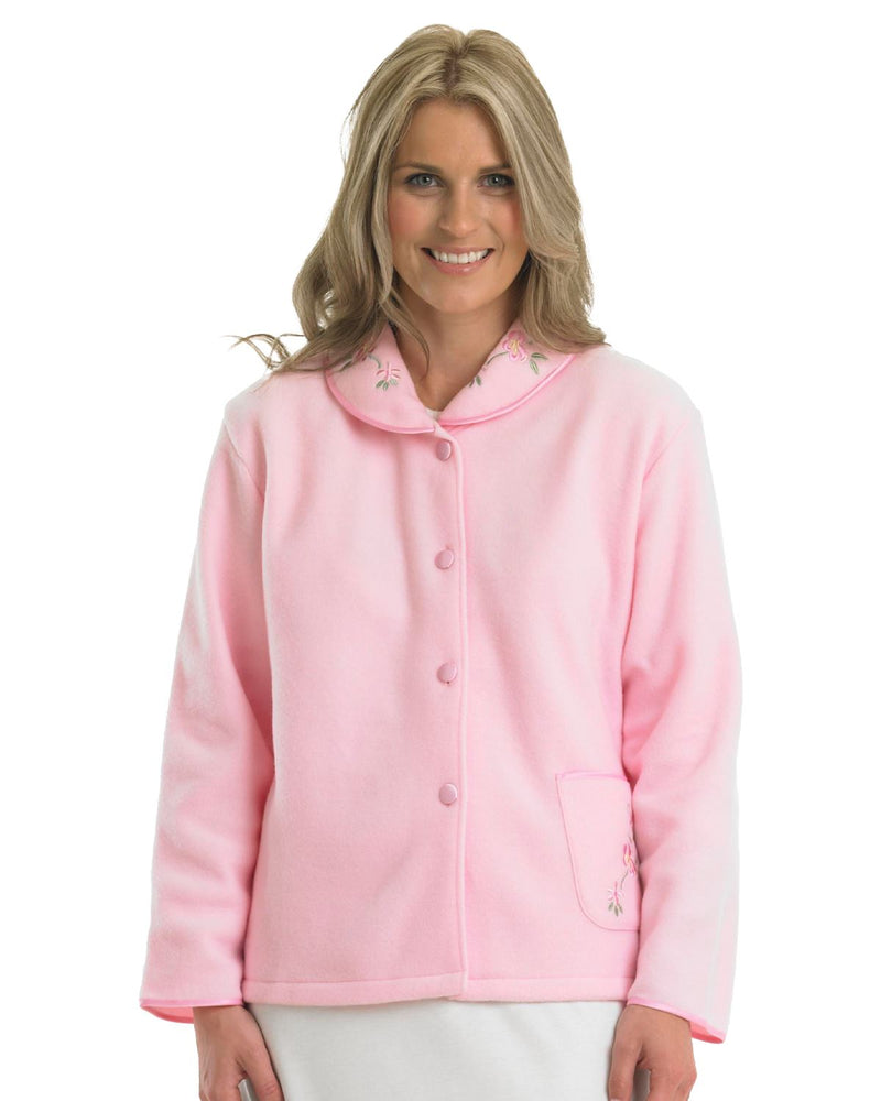 Slenderella Womens Polar Fleece Button Bed Jacket