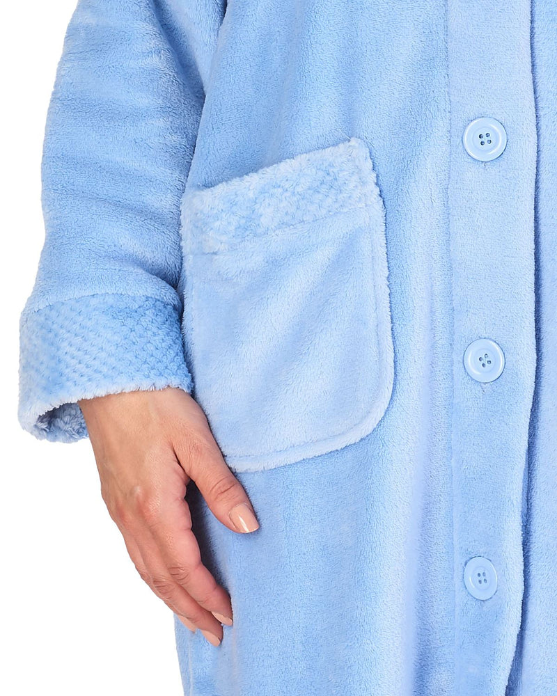 Slenderella Womens 46" Mini Waffle Button Dressing Gown