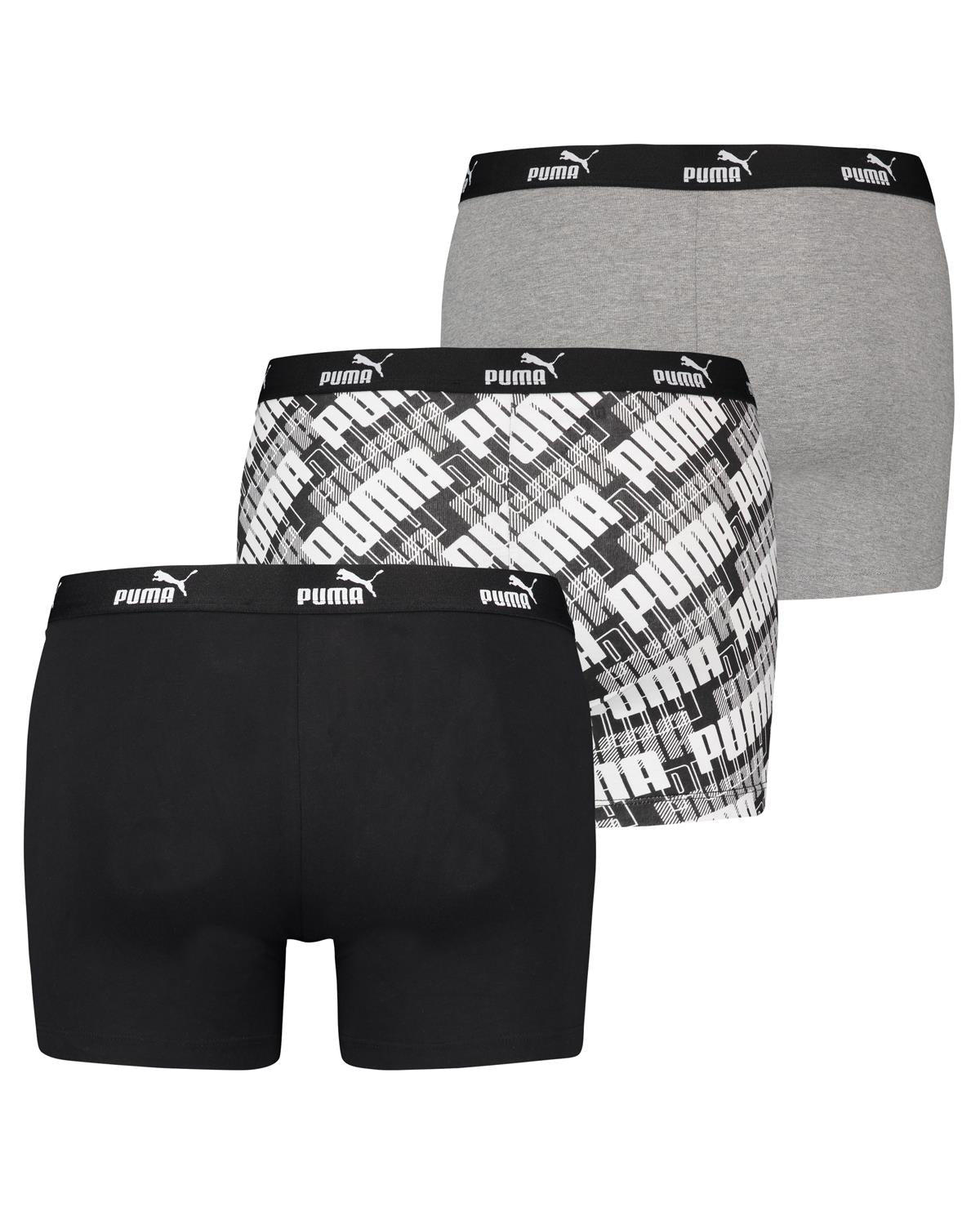 Puma Mens 3 Pack Cotton Print Boxer Shorts