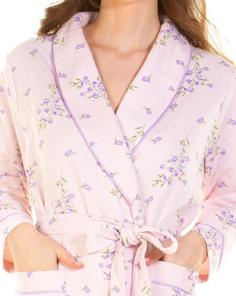 La Marquise Womens Primrose in Bloom Mock Quilt Robe