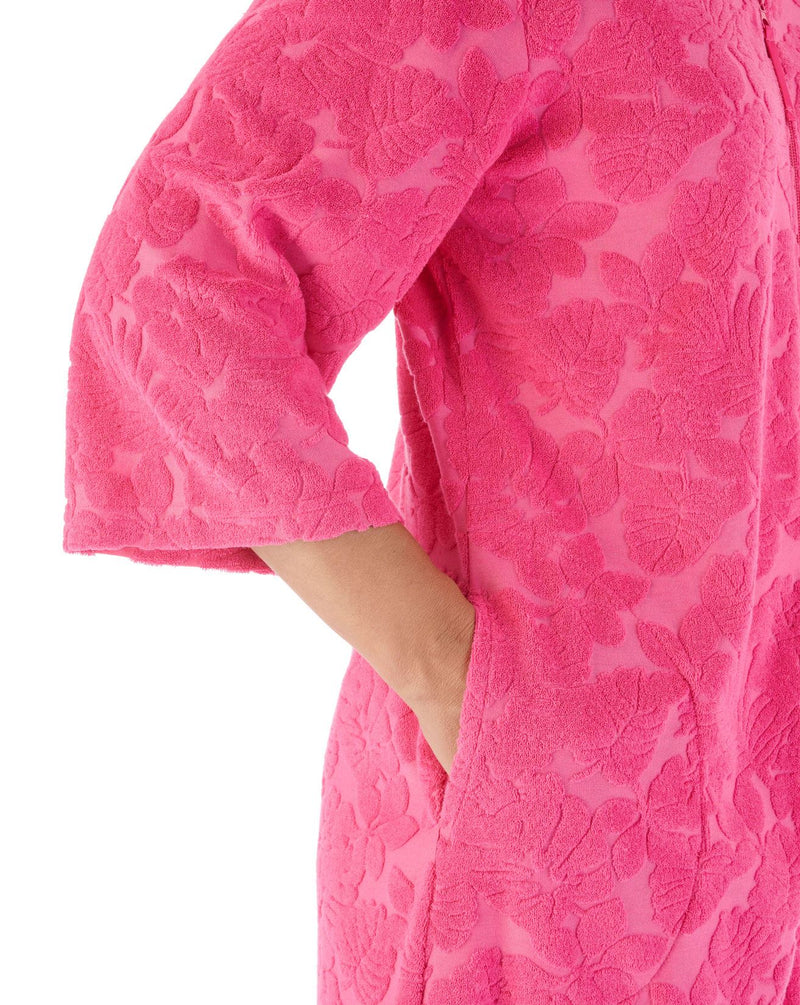 Slenderella Womens Floral Embossed Zip Dressing Gown